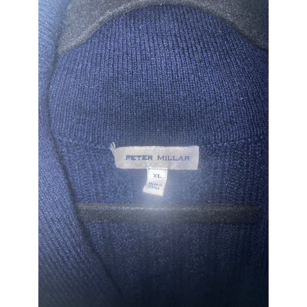 Peter Millar XL Navy Blue Wool Yak Cashmere Cable Knit Shawl Cardigan Sweater - Picture 3 of 11